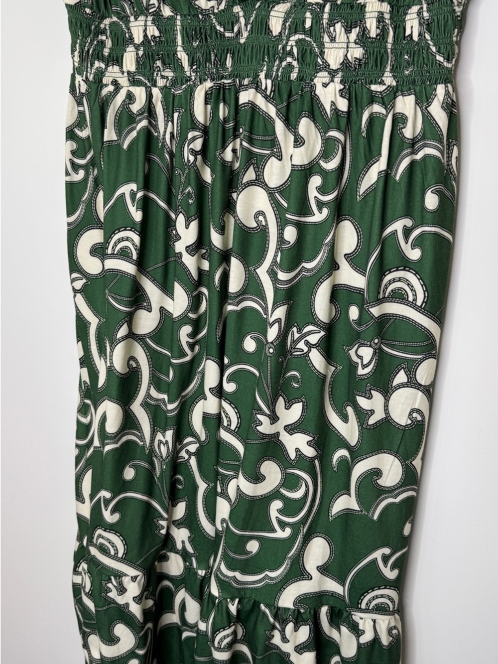 Amazon Green and Cream Floral-Print Midi Dress XL - Picture 5 of 7
